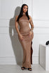 Marenna Faux Leather Ruched Maxi Dress